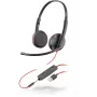 HP Poly Blackwire C3225 cuffie con microfono cablate, on-ear, binaurali, USB-A + jack da 3,5 mm, isolamento dal rumore, nere