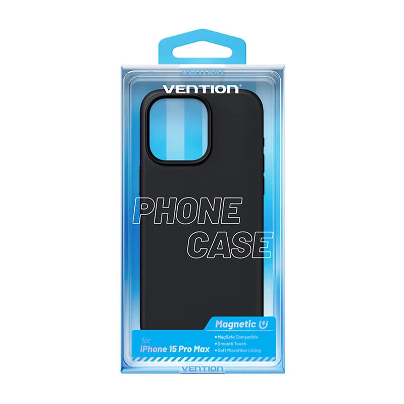Custodia protettiva in silicone Vention KUFB0-40 per iPhone 15 Pro Max — custodia soft-touch nera