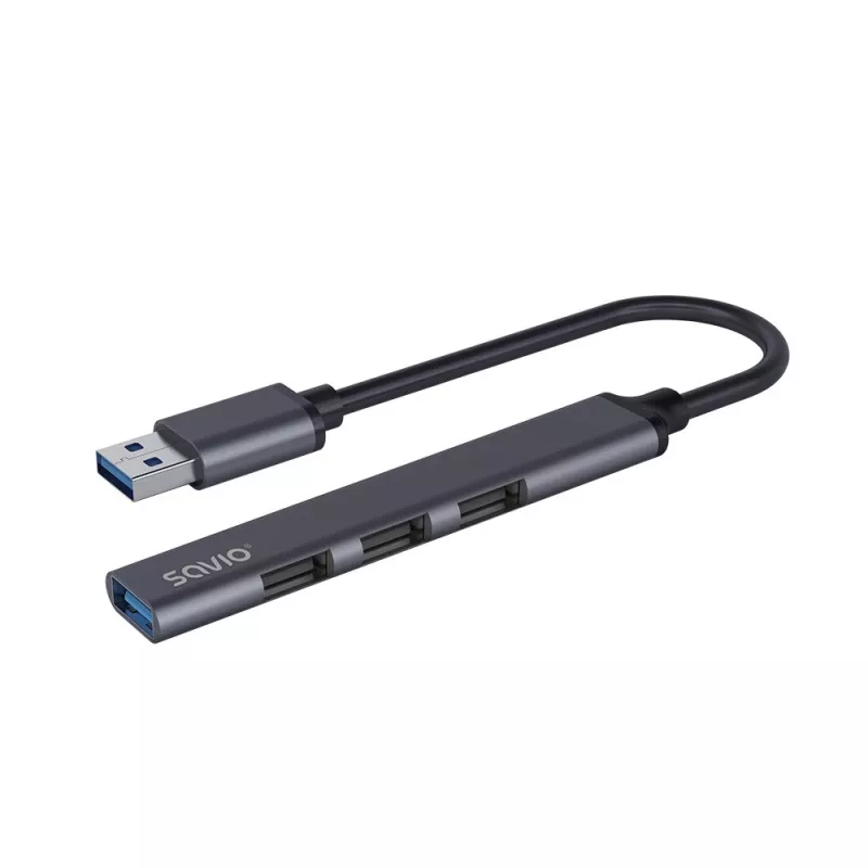 Savio AK-70 hub USB-A, 4 in 1: 3 x USB-A 2.0 + 1 x USB-A 3.1 Gen 1, 5 Gbps