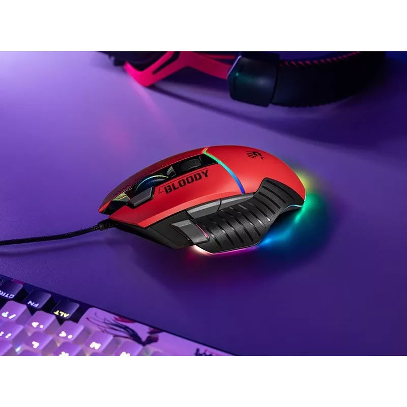 Mouse gaming A4Tech Bloody W95Max – per destrorsi, con cavo USB, 12000 DPI, 1 ms, 250 ips, 50 mln di clic, 146 g