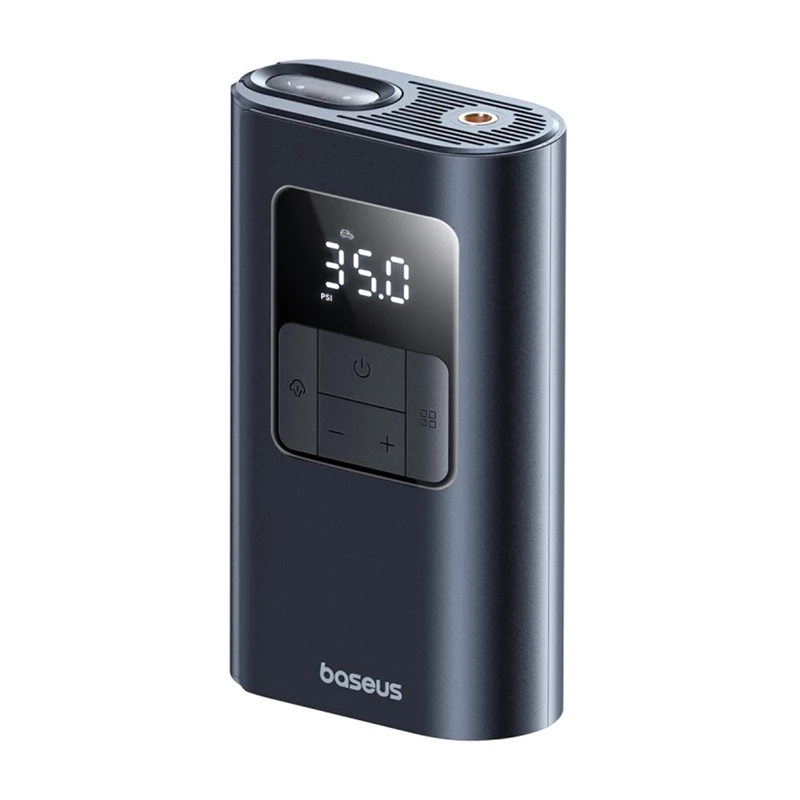 Baseus PrimeTrip VA1 compressore portatile per pneumatici, 75 W, 2 in 1 con torcia e power bank da 6000 mAh, nero