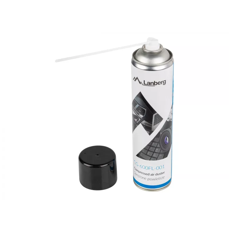 Spray ad aria compressa LANBERG CG-600FL-001 — 600 ml, per la pulizia del PC, nero/blu/bianco