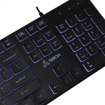 Tastiera USB con filo SBOX K-22 US nero — layout US, nero, connessione USB con filo
