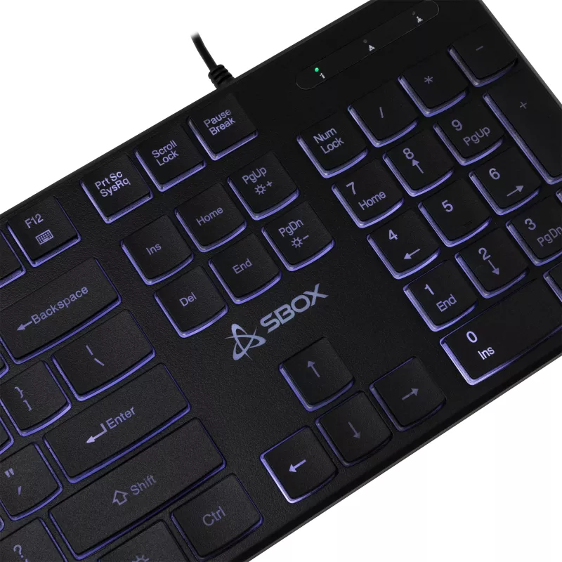 Tastiera USB con filo SBOX K-22 US nero — layout US, nero, connessione USB con filo