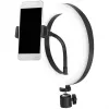 LogiLink AA0151 Ring light LED per smartphone, Ø 200 mm, 3 modalità colore, dimmerabile, filettatura treppiede 1/4 di pollice, con supporto per smartphone, USB, cavo 1,8 m, nero