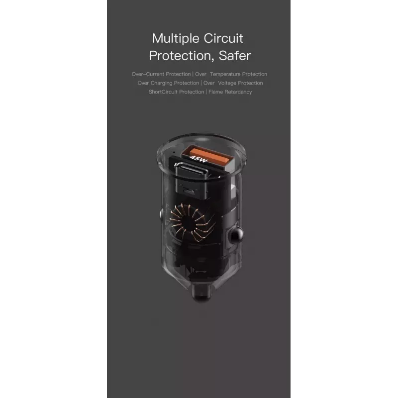 Caricabatterie da auto Orsen C8 45W — ricarica rapida USB-C PD 45W, nero