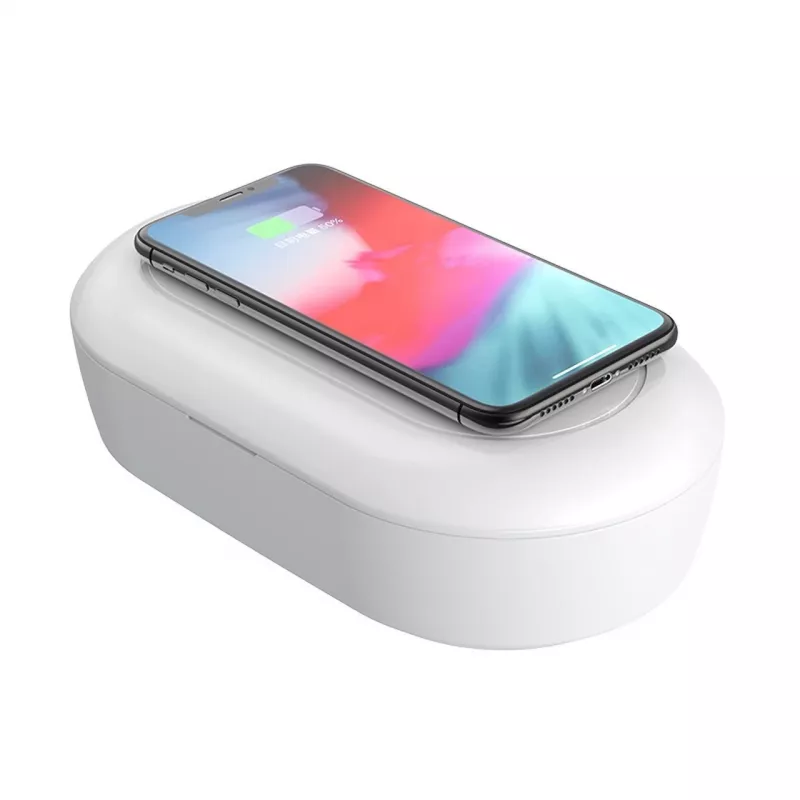 Devia Stazione di ricarica wireless con box di disinfezione, bianco