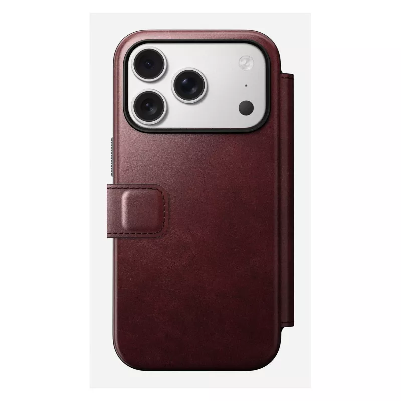 Custodia per smartphone Nomad Modern Leather Folio per Apple iPhone 17 Pro, 6,3 pollici (16 cm), pelle bordeaux