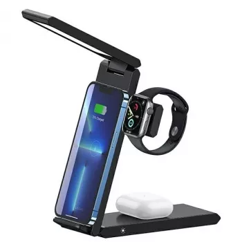 Caricatore wireless con lampada 3-in-1 15W di usams modello CD181WXC01 nero