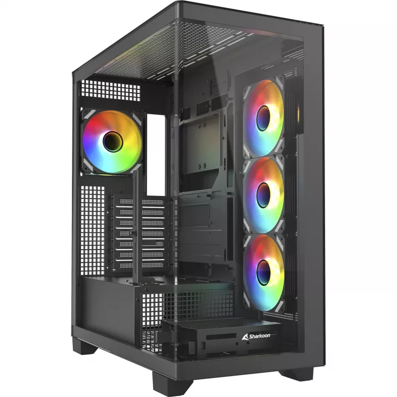 ELITE SHARK CA500, case tower nero, 2x vetro temperato