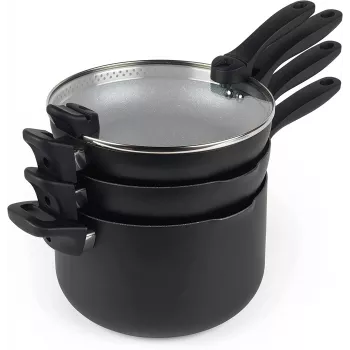 Set pentole Russell Hobbs RH01840EU7 – 4 pezzi impilabili, marmorizzato metallico