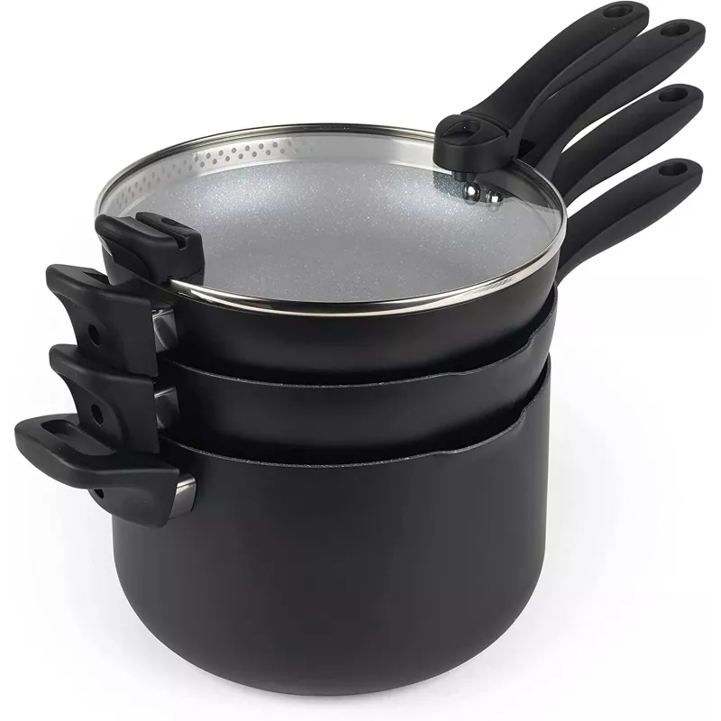 Set pentole Russell Hobbs RH01840EU7 – 4 pezzi impilabili, marmorizzato metallico