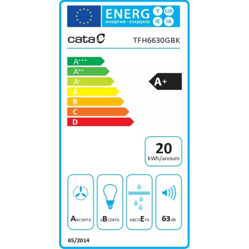 CATA TFH 6630 BK da incasso nero A+ 605 m³/h