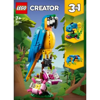 LEGO set da costruzione Pappagallo esotico 31136 — modello da esposizione Creator, 253 pezzi, 220×120×110 mm