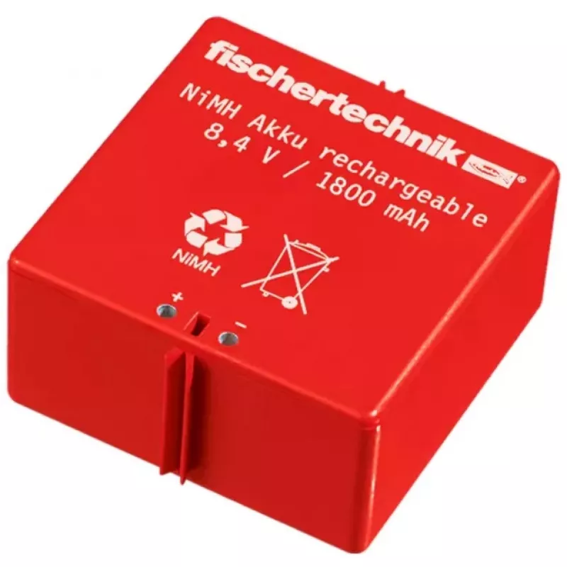 Fischertechnik 34969 set di batterie ricaricabili con caricabatterie, NiMH 1,8 Ah, rosso