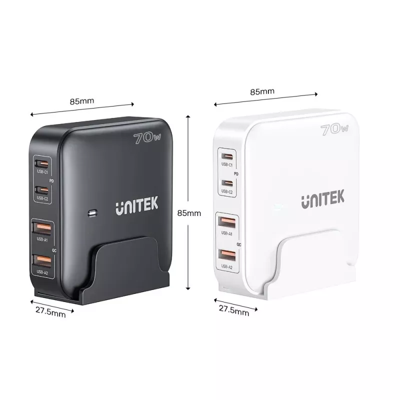 Caricabatterie da tavolo Unitek P1228AWH01-EU 70W 2×USB-A 2×USB-C