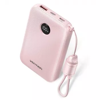 Powerbank Vention FKAP0-C 10000 mAh, 2× USB-C + 1× USB-A, 22,5 W, rosa