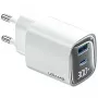Caricabatterie rapido GaN USB e USB-C 30W usams CC229 bianco — indicatore LED, design compatto