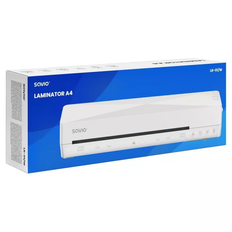 Plastificatrice a freddo/caldo SAVIO LR-01/W — larghezza max. 230 mm, 320 mm/min, 300 W, bianco