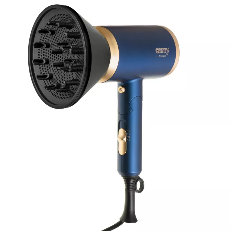 Camry | asciugacapelli | CR 2268 | 1800 W | 2 livelli di temperatura | funzione ioni | diffusore | blu/oro