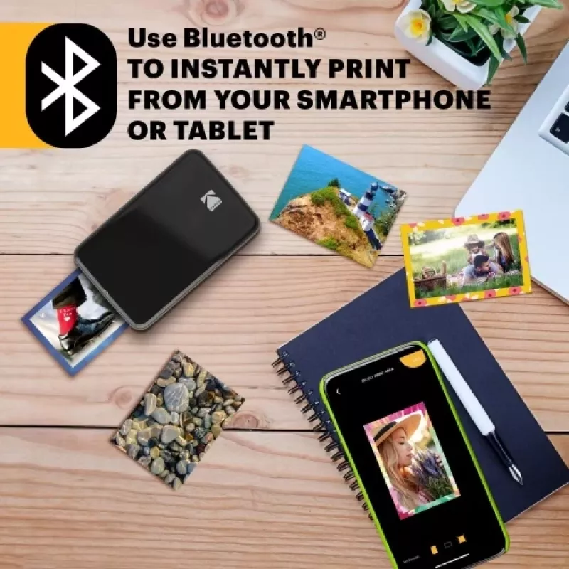 Stampante fotografica istantanea mobile Kodak STEP a colori ZINK 2x3'' 1 ppm, Bluetooth, nera
