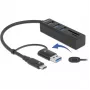 Hub USB 3.2 Gen 1 a 3 porte + lettore di schede SD e Micro SD con connettore USB Type-C o USB Type-A, hub USB