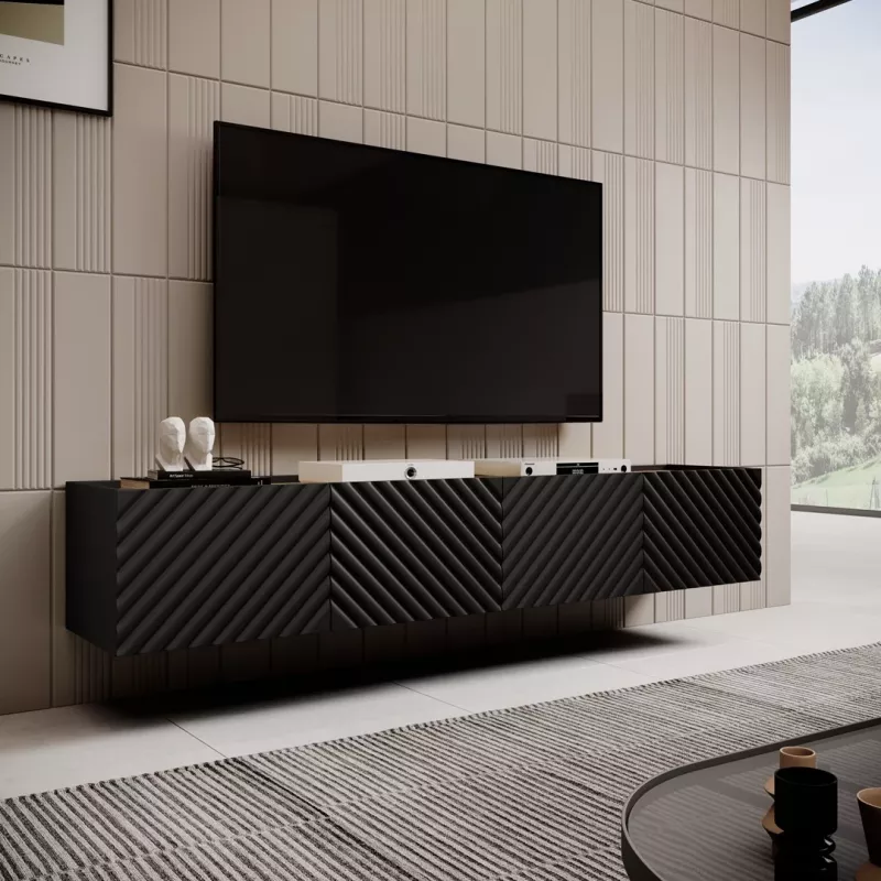 Mobile TV 4D ONDA 200x40x35-54 nero (da terra o da parete)