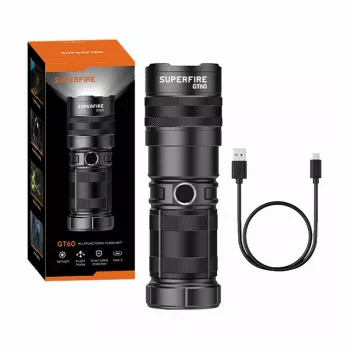 Torcia Superfire GT60, 2600 lm, torcia portatile ricaricabile USB-C