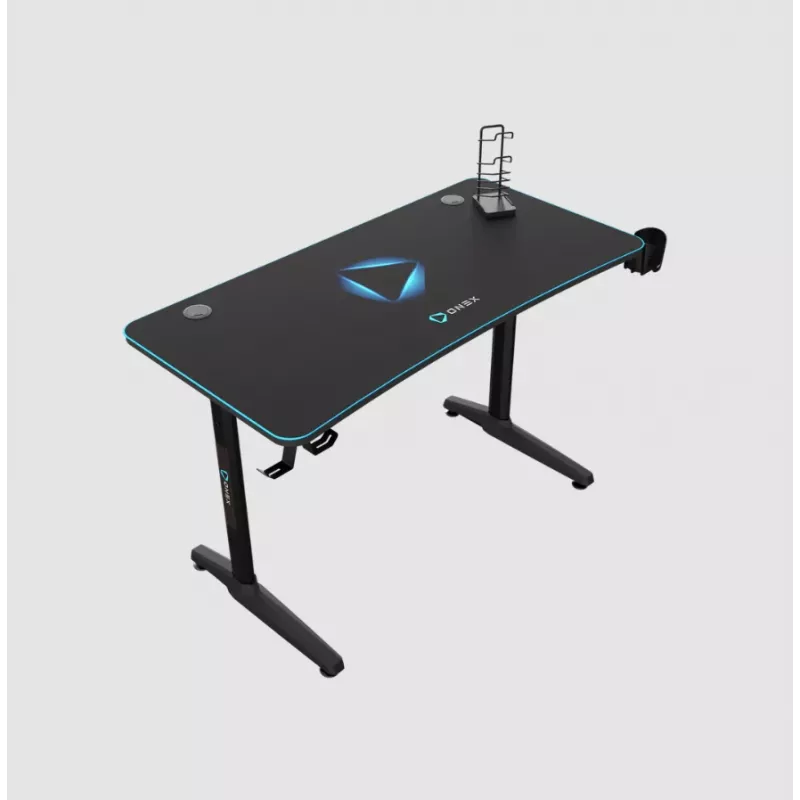 Scrivania da gaming Onex GD1200H — piano da 1200 mm con portabevande e gancio per cuffie
