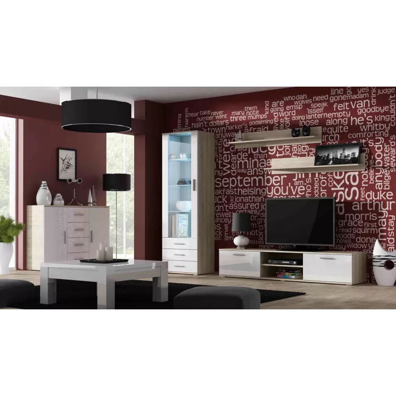 Cama Sideboard soggiorno UNI rovere sonoma/bianco lucido