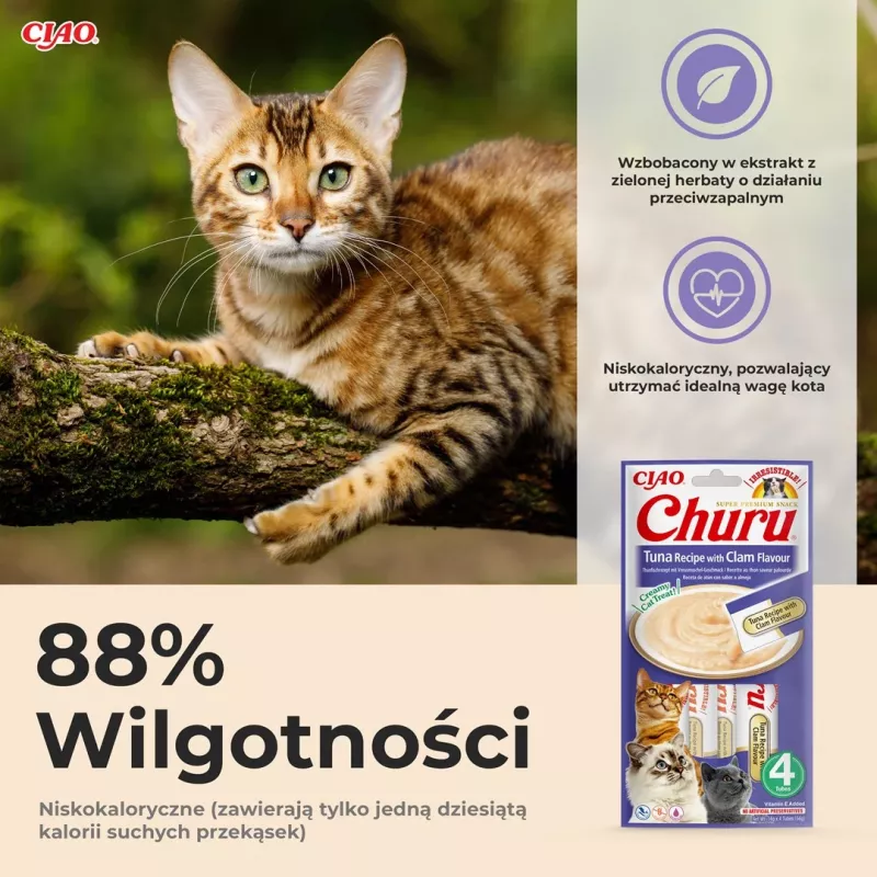 INABA Churu tonno con gusto molluschi – snack per gatti – 4x14 g