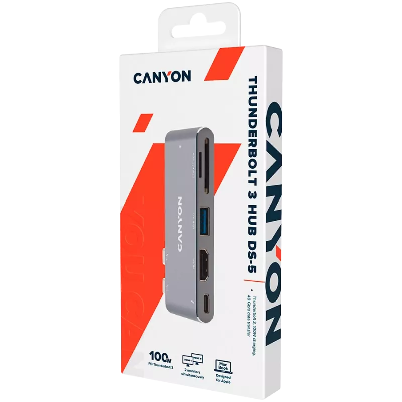 Hub CANYON DS-5 5in1 Thunderbolt 3 4K grigio siderale