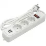 Prolunga per uso domestico 1,8 m, 3 prese + 2 USB, con interruttore