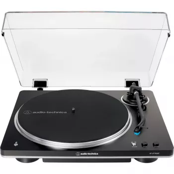 AT-LP70XBTBS, Giradischi nero/argento, preamplificatore phono integrato, Bluetooth, completamente automatico, a cinghia