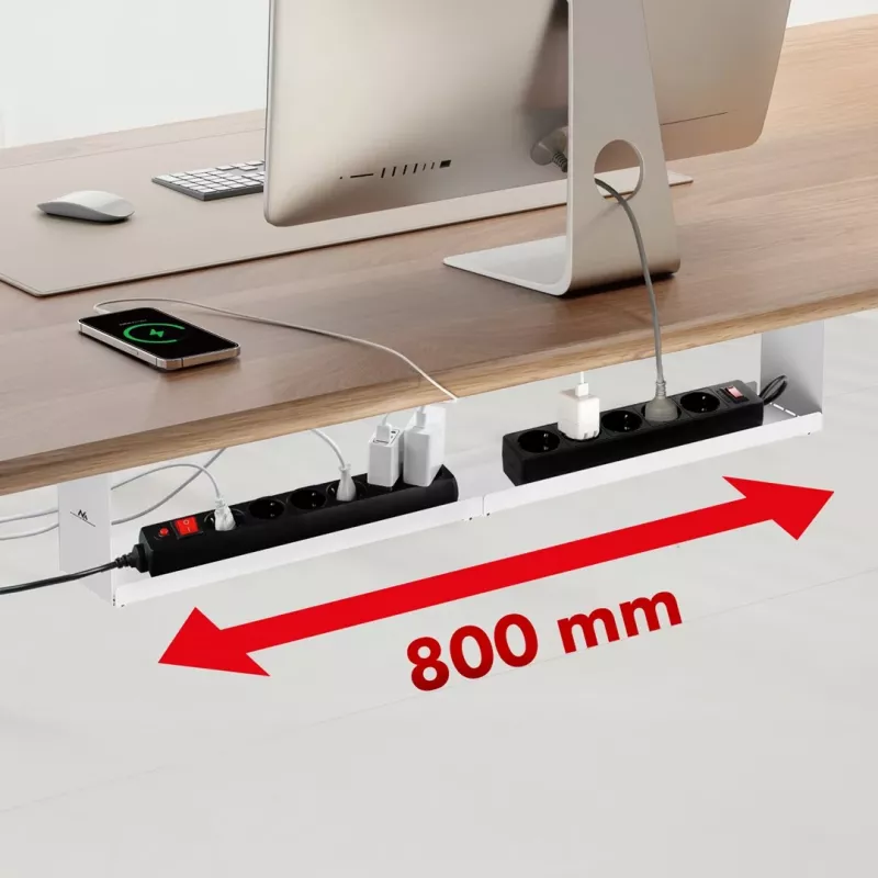 Maclean organizer cavi compatto sotto la scrivania, carico max 5 kg, bianco, MC-107 W