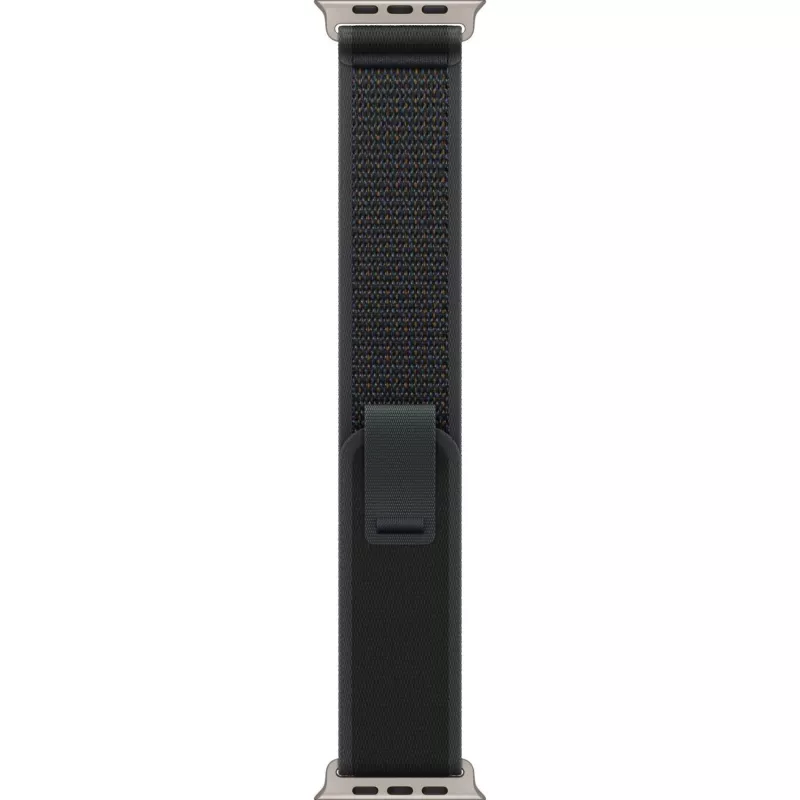 Cinturino Apple 49mm nero Trail Loop M/L finitura titanio naturale