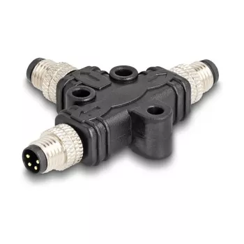 DeLOCK splitter per cavi M8 T-splitter codifica A 4 pin 1 x connettore maschio a 2 x connettore maschio