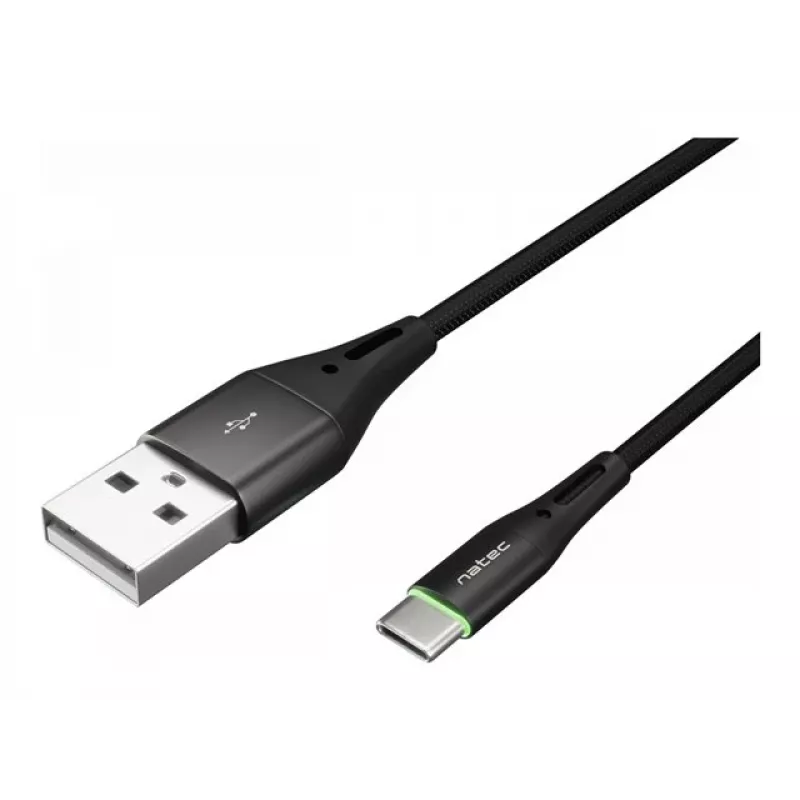 Cavo NATEC USB-C/A 2.0 1 m dritto LED nero nylon