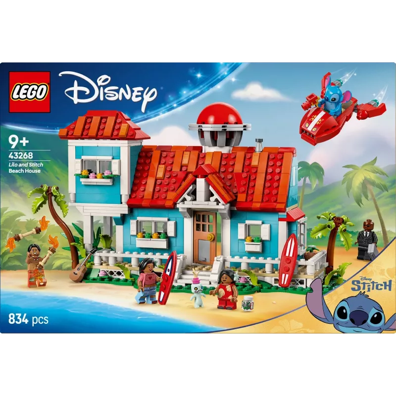 LEGO Disney Set 43268 Casa sulla spiaggia – casa modulare da costruire, 834 pezzi, 5 minifigure, età 9+