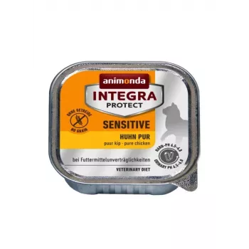 Cibo umido per gatti Animonda Integra Protect Sensitive Pure Chicken 100 g, senza cereali, senza glutine, per gatti adulti, supporto allergie