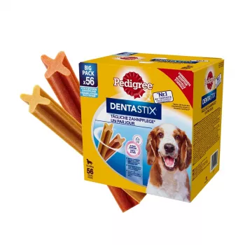 Snack per l'igiene dentale dei cani Pedigree DentaStix 1,44 kg per cani adulti di taglia media – manzo e pollo, igiene dentale, vitamina E