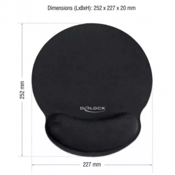 Delock tappetino mouse ergonomico con poggiapolsi nero 252x227 mm