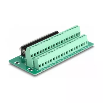 D-Sub 37 poli DeLOCK connettore femmina su morsettiera per guida DIN larghezza 51 mm profondità 116 mm altezza 30 mm