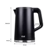 IDEAL bollitore 1,7 l, corpo in acciaio, potenza 1500 W, nero