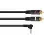 Cavo adattatore Omnitronic jack angolare 3,5 mm a 2x RCA, lunghezza 3 m, modello 30225012