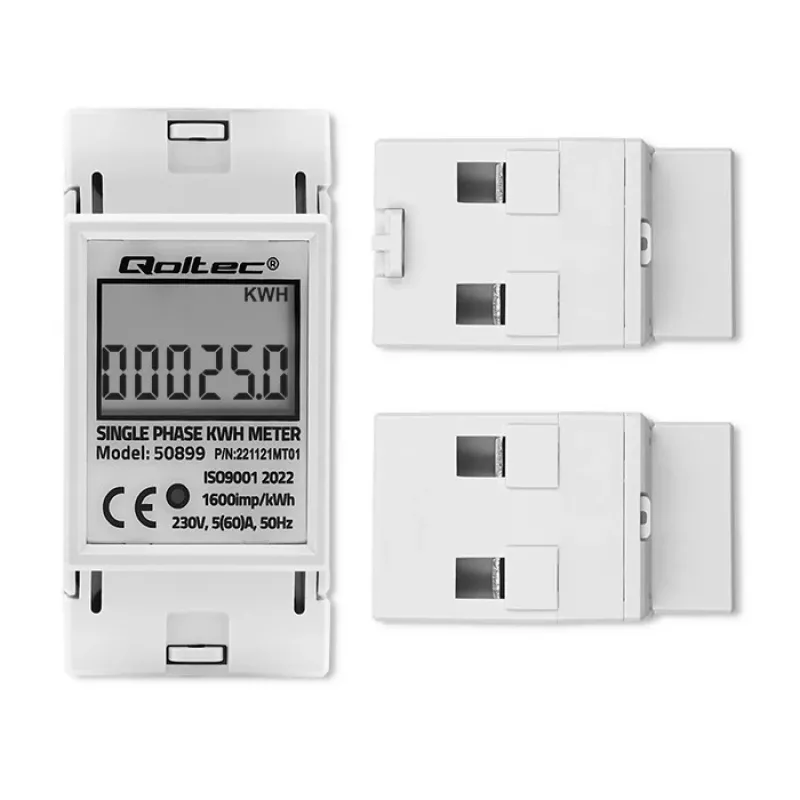 Contatore di consumo energetico monofase QOLTEC 50899 230 V 50 Hz, 5(60)A, classe 1.0, LCD