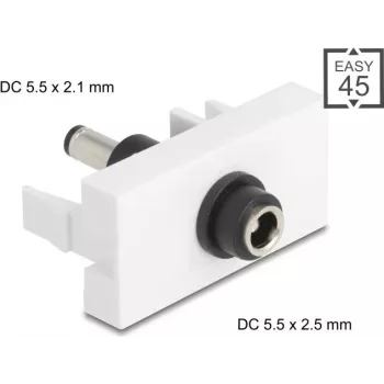 Connettore DELOCK Easy 45 modulo DC 5,5×2,5 mm su DC 5,5×2,1 mm, modello 90864