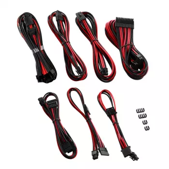 CableMod C-Series PRO RM kit cavi alimentatore etichetta nera CM‑PCSR‑16P3KIT‑NKKR‑R — cavi PSU modulari con guaina nero-rossa