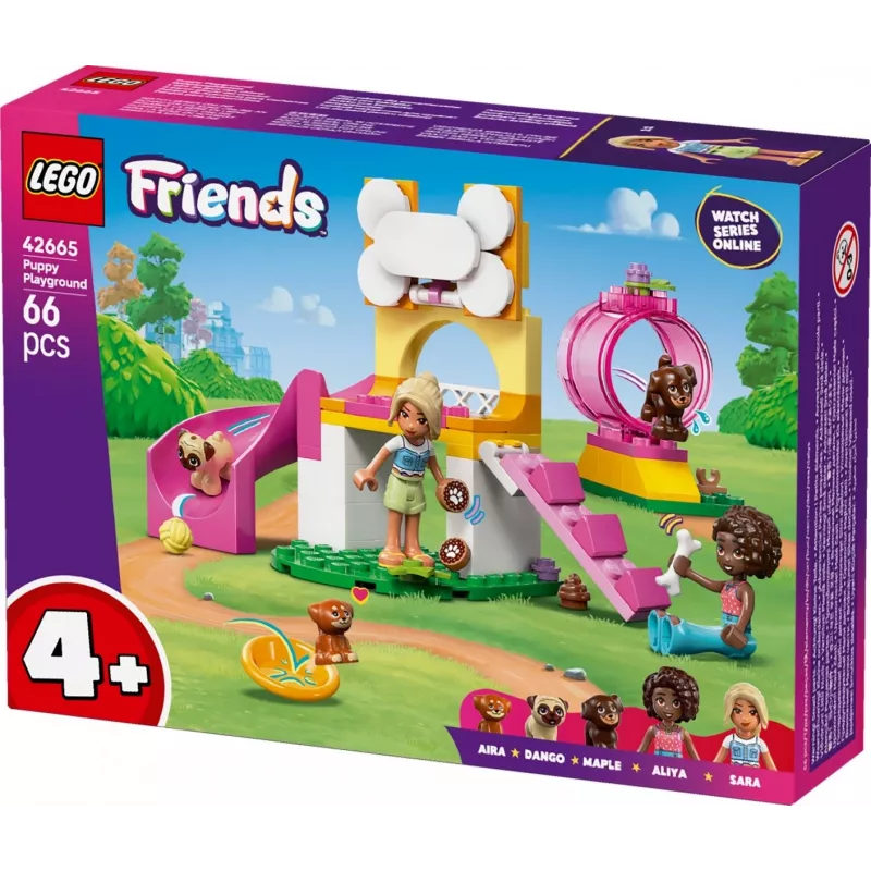 Giocattolo da costruzione LEGO Friends Parco giochi per cuccioli set 42665, 66 pezzi, 2 minifigure, età 4+