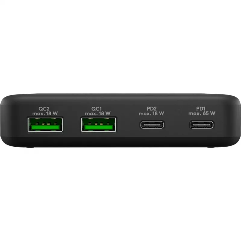 GOOBAY Multiport USB-C PD GaN Caricabatterie da tavolo 65 W, nero